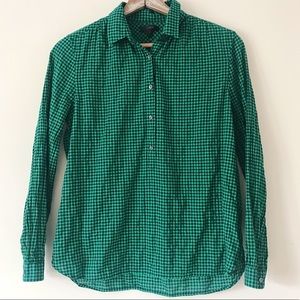J.Crew Cotton Blue Green Gingham Button Down Shirt